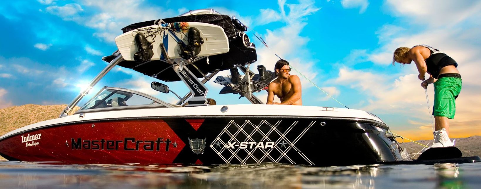 Wake boat on the water